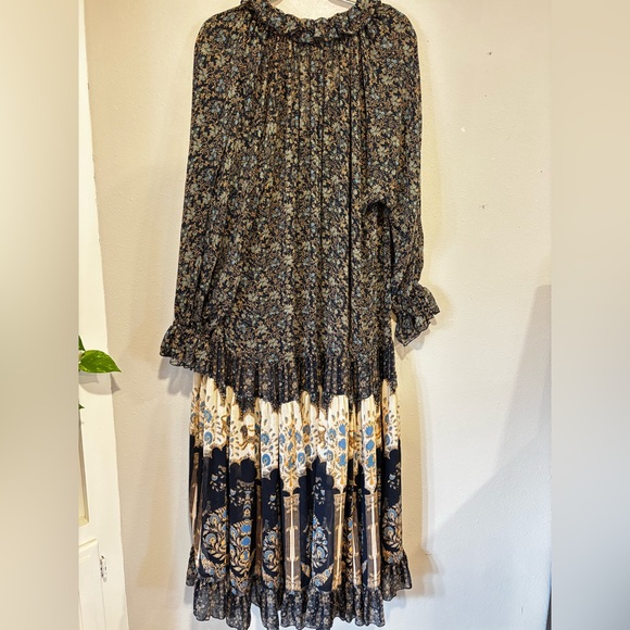 Free People Feeling Groovy Border Midi Dress – Dark Blue Boho Floral - Picture 8 of 8